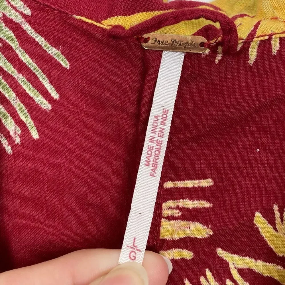 Free People Malibu Red & Yellow Tropical Hawaiian Romper Playsuit